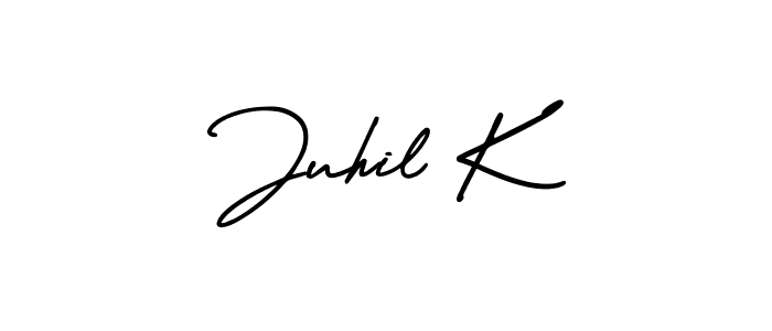 Design your own signature with our free online signature maker. With this signature software, you can create a handwritten (AmerikaSignatureDemo-Regular) signature for name Juhil K. Juhil K signature style 3 images and pictures png