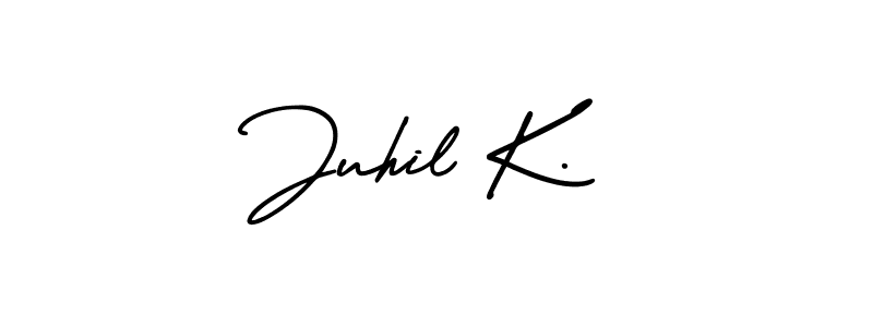 Also You can easily find your signature by using the search form. We will create Juhil K. name handwritten signature images for you free of cost using AmerikaSignatureDemo-Regular sign style. Juhil K. signature style 3 images and pictures png