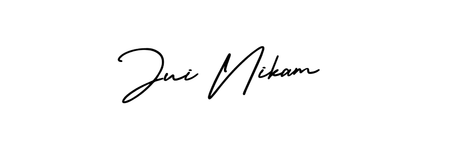 How to make Jui Nikam name signature. Use AmerikaSignatureDemo-Regular style for creating short signs online. This is the latest handwritten sign. Jui Nikam signature style 3 images and pictures png