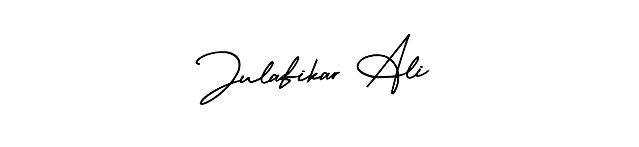 You should practise on your own different ways (AmerikaSignatureDemo-Regular) to write your name (Julafikar Ali) in signature. don't let someone else do it for you. Julafikar Ali signature style 3 images and pictures png