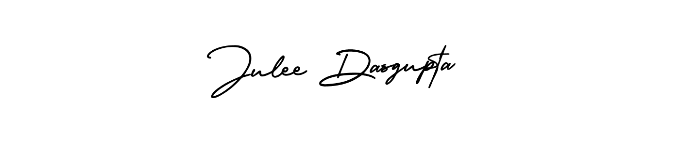 You should practise on your own different ways (AmerikaSignatureDemo-Regular) to write your name (Julee Dasgupta) in signature. don't let someone else do it for you. Julee Dasgupta signature style 3 images and pictures png