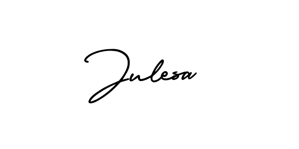 The best way (AmerikaSignatureDemo-Regular) to make a short signature is to pick only two or three words in your name. The name Julesa include a total of six letters. For converting this name. Julesa signature style 3 images and pictures png
