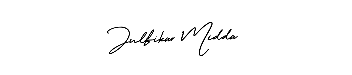 Also You can easily find your signature by using the search form. We will create Julfikar Midda name handwritten signature images for you free of cost using AmerikaSignatureDemo-Regular sign style. Julfikar Midda signature style 3 images and pictures png