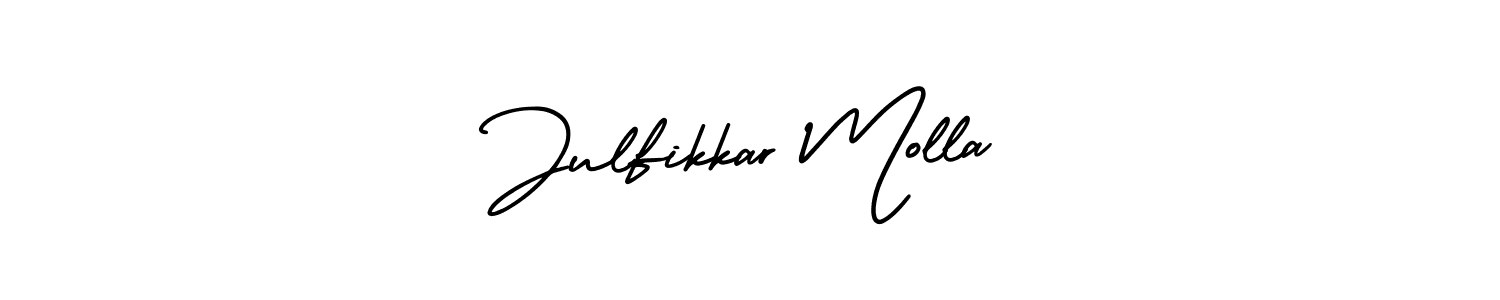 Use a signature maker to create a handwritten signature online. With this signature software, you can design (AmerikaSignatureDemo-Regular) your own signature for name Julfikkar Molla. Julfikkar Molla signature style 3 images and pictures png