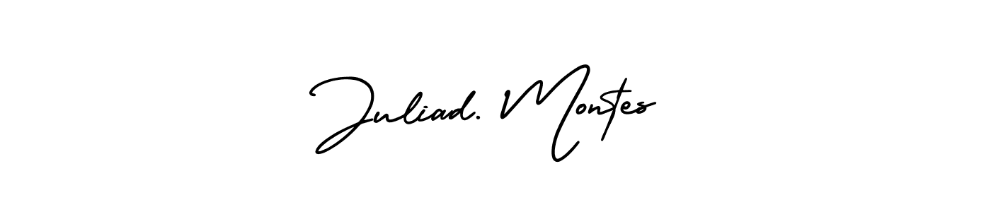 AmerikaSignatureDemo-Regular is a professional signature style that is perfect for those who want to add a touch of class to their signature. It is also a great choice for those who want to make their signature more unique. Get Juliad. Montes name to fancy signature for free. Juliad. Montes signature style 3 images and pictures png