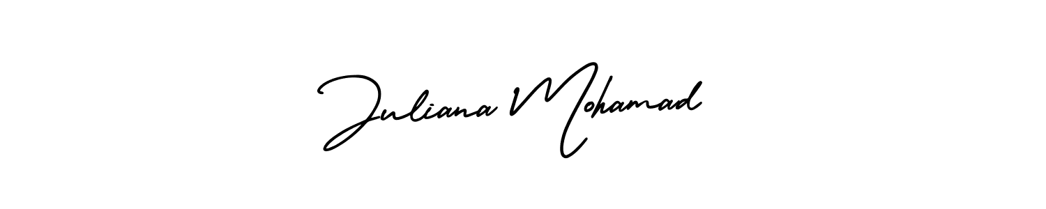 Use a signature maker to create a handwritten signature online. With this signature software, you can design (AmerikaSignatureDemo-Regular) your own signature for name Juliana Mohamad. Juliana Mohamad signature style 3 images and pictures png
