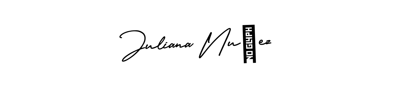 It looks lik you need a new signature style for name Juliana Nuñez. Design unique handwritten (AmerikaSignatureDemo-Regular) signature with our free signature maker in just a few clicks. Juliana Nuñez signature style 3 images and pictures png