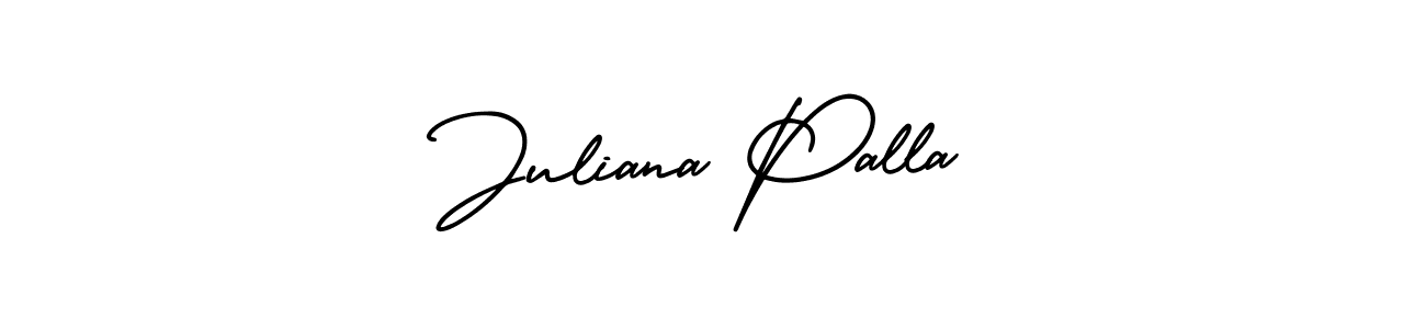 You should practise on your own different ways (AmerikaSignatureDemo-Regular) to write your name (Juliana Palla) in signature. don't let someone else do it for you. Juliana Palla signature style 3 images and pictures png