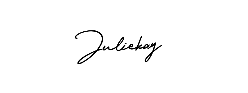 Use a signature maker to create a handwritten signature online. With this signature software, you can design (AmerikaSignatureDemo-Regular) your own signature for name Juliekay. Juliekay signature style 3 images and pictures png