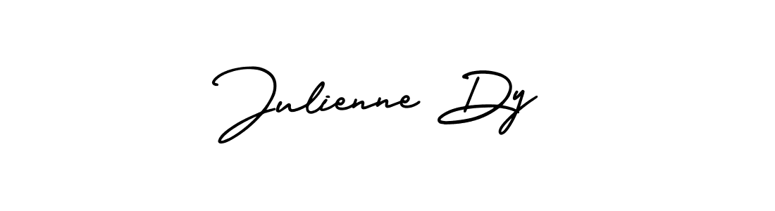 You should practise on your own different ways (AmerikaSignatureDemo-Regular) to write your name (Julienne Dy) in signature. don't let someone else do it for you. Julienne Dy signature style 3 images and pictures png