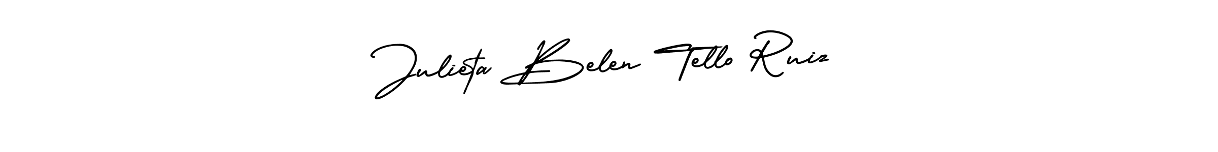 The best way (AmerikaSignatureDemo-Regular) to make a short signature is to pick only two or three words in your name. The name Julieta Belen Tello Ruiz include a total of six letters. For converting this name. Julieta Belen Tello Ruiz signature style 3 images and pictures png