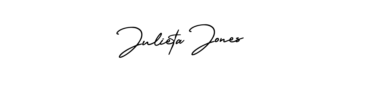 You should practise on your own different ways (AmerikaSignatureDemo-Regular) to write your name (Julieta Jones) in signature. don't let someone else do it for you. Julieta Jones signature style 3 images and pictures png