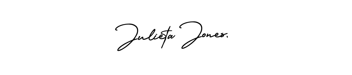 Make a short Julieta Jones, signature style. Manage your documents anywhere anytime using AmerikaSignatureDemo-Regular. Create and add eSignatures, submit forms, share and send files easily. Julieta Jones, signature style 3 images and pictures png