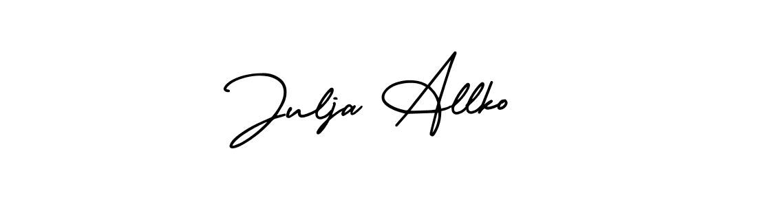 AmerikaSignatureDemo-Regular is a professional signature style that is perfect for those who want to add a touch of class to their signature. It is also a great choice for those who want to make their signature more unique. Get Julja Allko name to fancy signature for free. Julja Allko signature style 3 images and pictures png