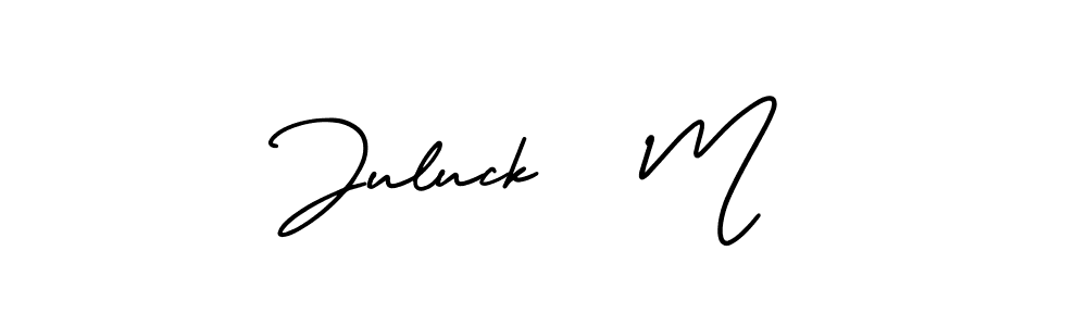 How to make Juluck   M name signature. Use AmerikaSignatureDemo-Regular style for creating short signs online. This is the latest handwritten sign. Juluck   M signature style 3 images and pictures png