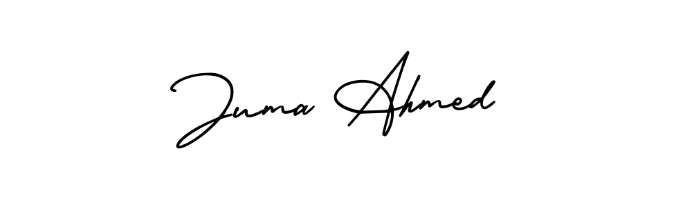 This is the best signature style for the Juma Ahmed name. Also you like these signature font (AmerikaSignatureDemo-Regular). Mix name signature. Juma Ahmed signature style 3 images and pictures png