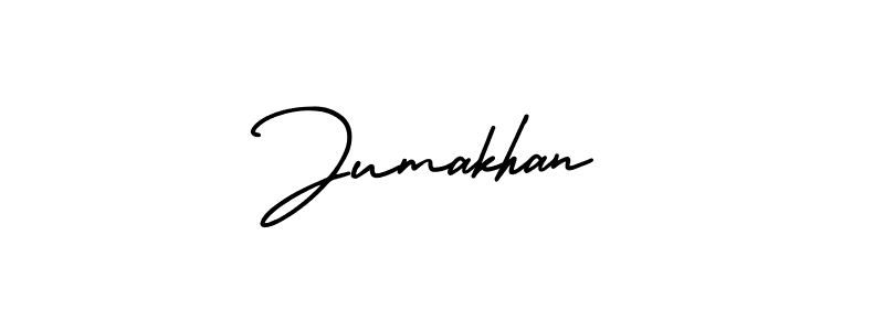 The best way (AmerikaSignatureDemo-Regular) to make a short signature is to pick only two or three words in your name. The name Jumakhan include a total of six letters. For converting this name. Jumakhan signature style 3 images and pictures png