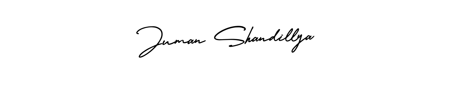 How to Draw Juman Shandillya signature style? AmerikaSignatureDemo-Regular is a latest design signature styles for name Juman Shandillya. Juman Shandillya signature style 3 images and pictures png