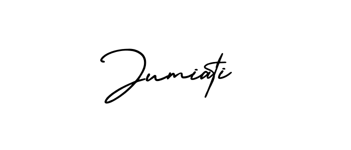 How to make Jumiati name signature. Use AmerikaSignatureDemo-Regular style for creating short signs online. This is the latest handwritten sign. Jumiati signature style 3 images and pictures png