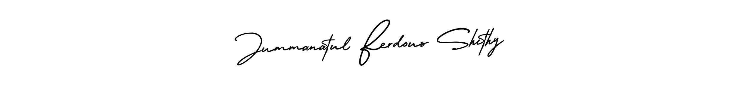 Use a signature maker to create a handwritten signature online. With this signature software, you can design (AmerikaSignatureDemo-Regular) your own signature for name Jummanatul Ferdous Shithy. Jummanatul Ferdous Shithy signature style 3 images and pictures png