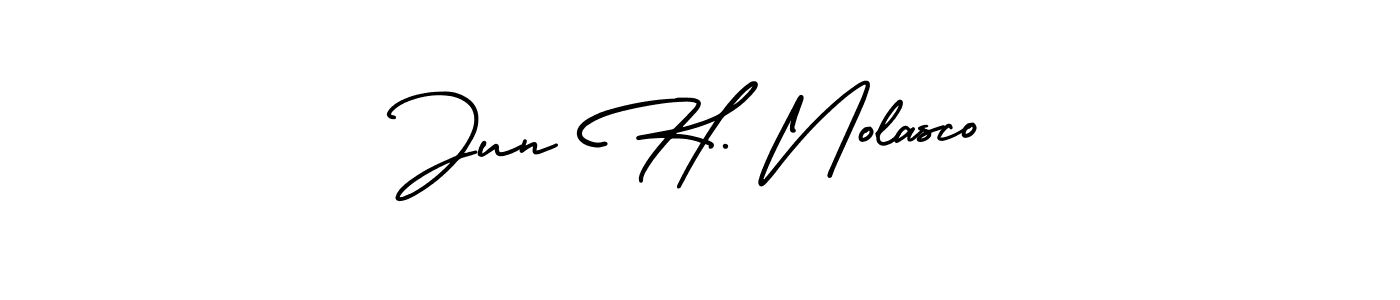 How to make Jun H. Nolasco name signature. Use AmerikaSignatureDemo-Regular style for creating short signs online. This is the latest handwritten sign. Jun H. Nolasco signature style 3 images and pictures png