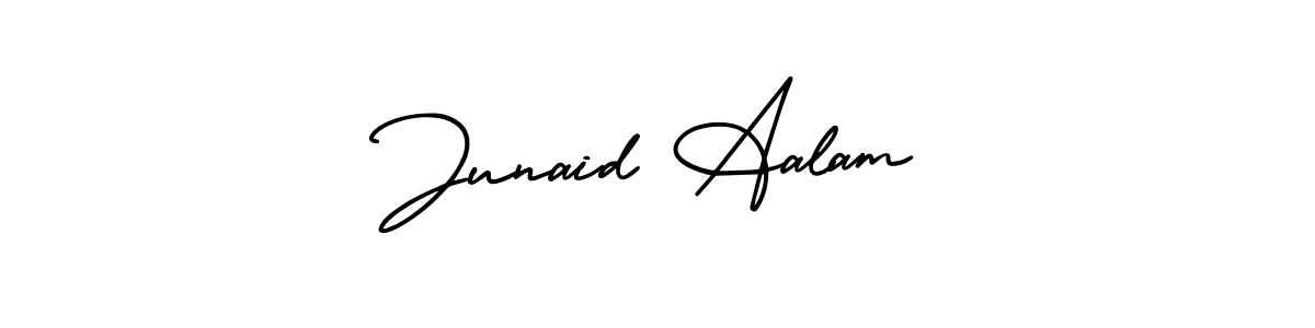 How to Draw Junaid Aalam signature style? AmerikaSignatureDemo-Regular is a latest design signature styles for name Junaid Aalam. Junaid Aalam signature style 3 images and pictures png
