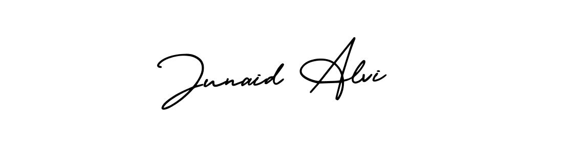 This is the best signature style for the Junaid Alvi name. Also you like these signature font (AmerikaSignatureDemo-Regular). Mix name signature. Junaid Alvi signature style 3 images and pictures png