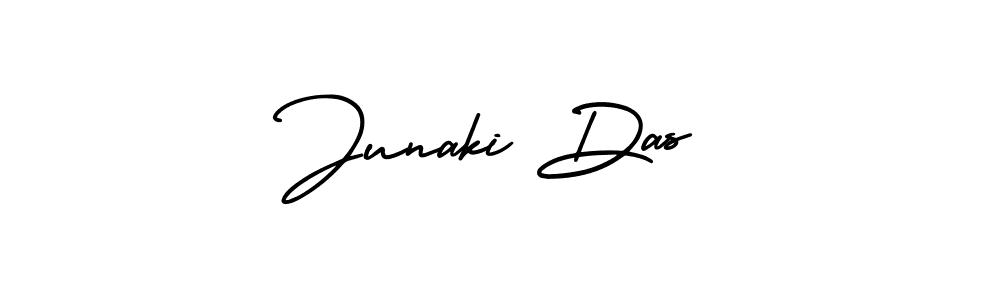 The best way (AmerikaSignatureDemo-Regular) to make a short signature is to pick only two or three words in your name. The name Junaki Das include a total of six letters. For converting this name. Junaki Das signature style 3 images and pictures png