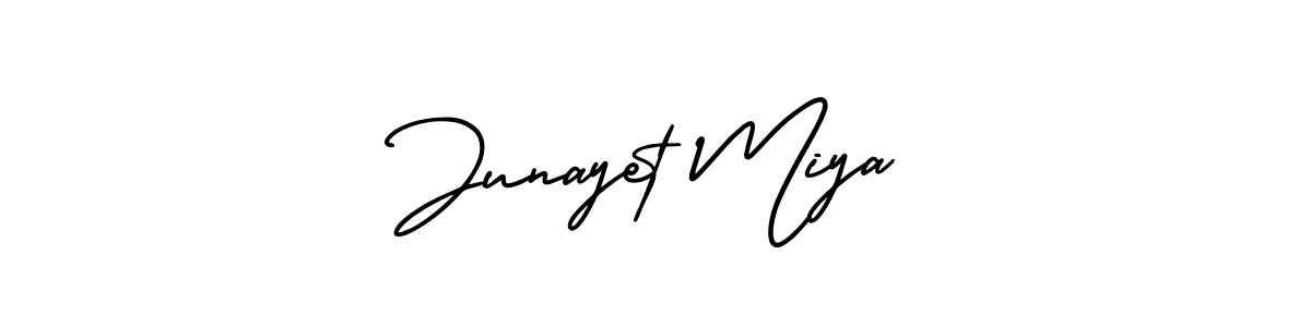 Use a signature maker to create a handwritten signature online. With this signature software, you can design (AmerikaSignatureDemo-Regular) your own signature for name Junayet Miya. Junayet Miya signature style 3 images and pictures png