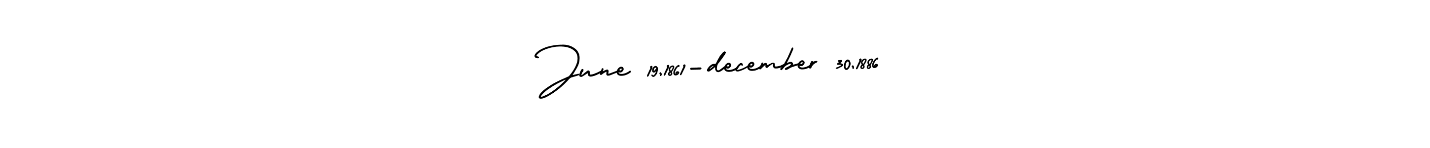 AmerikaSignatureDemo-Regular is a professional signature style that is perfect for those who want to add a touch of class to their signature. It is also a great choice for those who want to make their signature more unique. Get June 19,1861-december 30,1886 name to fancy signature for free. June 19,1861-december 30,1886 signature style 3 images and pictures png