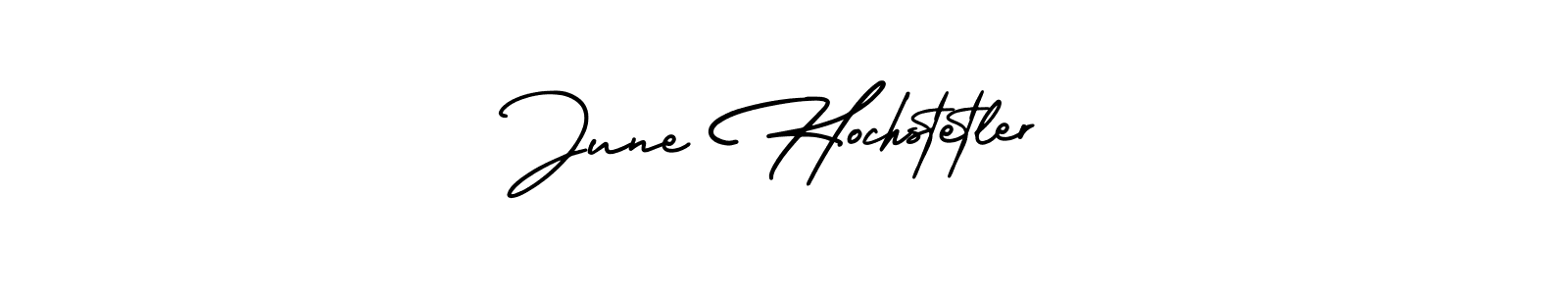 How to make June Hochstetler name signature. Use AmerikaSignatureDemo-Regular style for creating short signs online. This is the latest handwritten sign. June Hochstetler signature style 3 images and pictures png