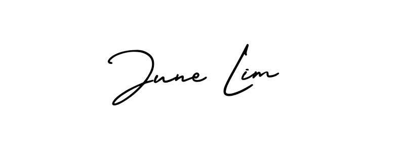 Design your own signature with our free online signature maker. With this signature software, you can create a handwritten (AmerikaSignatureDemo-Regular) signature for name June Lim. June Lim signature style 3 images and pictures png