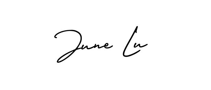 Use a signature maker to create a handwritten signature online. With this signature software, you can design (AmerikaSignatureDemo-Regular) your own signature for name June Lu. June Lu signature style 3 images and pictures png