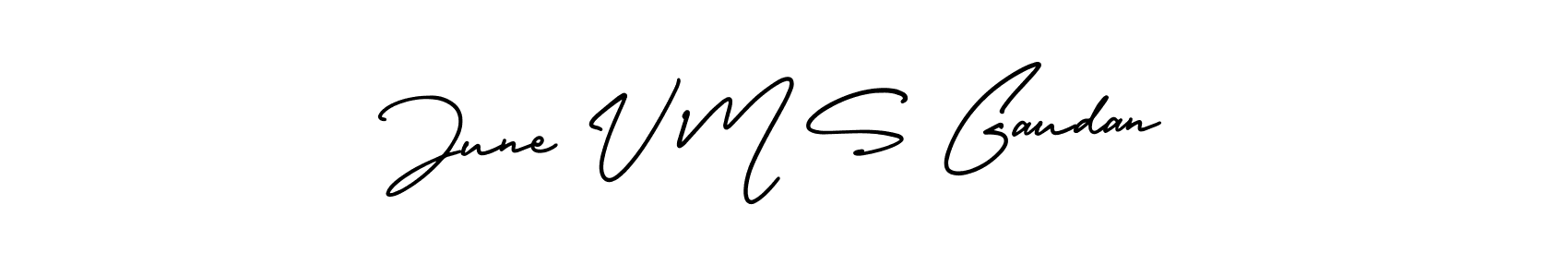 It looks lik you need a new signature style for name June V M S Gaudan. Design unique handwritten (AmerikaSignatureDemo-Regular) signature with our free signature maker in just a few clicks. June V M S Gaudan signature style 3 images and pictures png