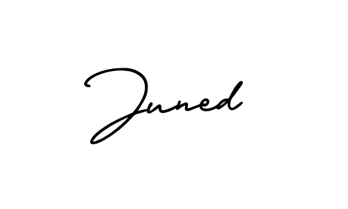 How to make Juned signature? AmerikaSignatureDemo-Regular is a professional autograph style. Create handwritten signature for Juned name. Juned signature style 3 images and pictures png