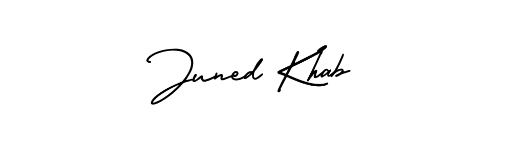How to make Juned Khab name signature. Use AmerikaSignatureDemo-Regular style for creating short signs online. This is the latest handwritten sign. Juned Khab signature style 3 images and pictures png