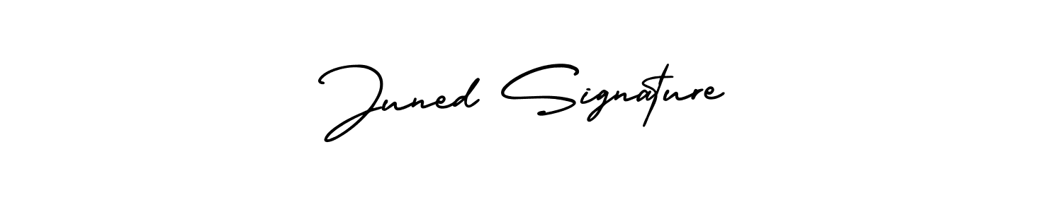 You should practise on your own different ways (AmerikaSignatureDemo-Regular) to write your name (Juned Signature) in signature. don't let someone else do it for you. Juned Signature signature style 3 images and pictures png