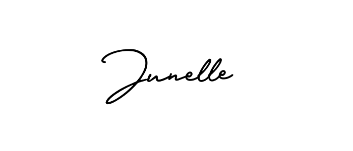 How to make Junelle name signature. Use AmerikaSignatureDemo-Regular style for creating short signs online. This is the latest handwritten sign. Junelle signature style 3 images and pictures png