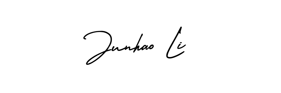 Junhao Li stylish signature style. Best Handwritten Sign (AmerikaSignatureDemo-Regular) for my name. Handwritten Signature Collection Ideas for my name Junhao Li. Junhao Li signature style 3 images and pictures png