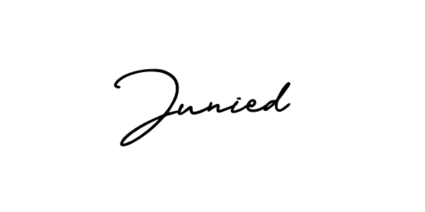 It looks lik you need a new signature style for name Junied. Design unique handwritten (AmerikaSignatureDemo-Regular) signature with our free signature maker in just a few clicks. Junied signature style 3 images and pictures png