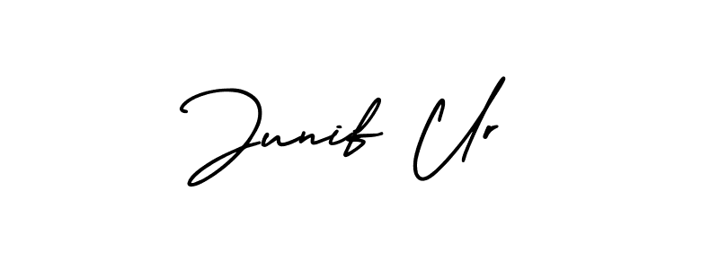 Create a beautiful signature design for name Junif Ur. With this signature (AmerikaSignatureDemo-Regular) fonts, you can make a handwritten signature for free. Junif Ur signature style 3 images and pictures png