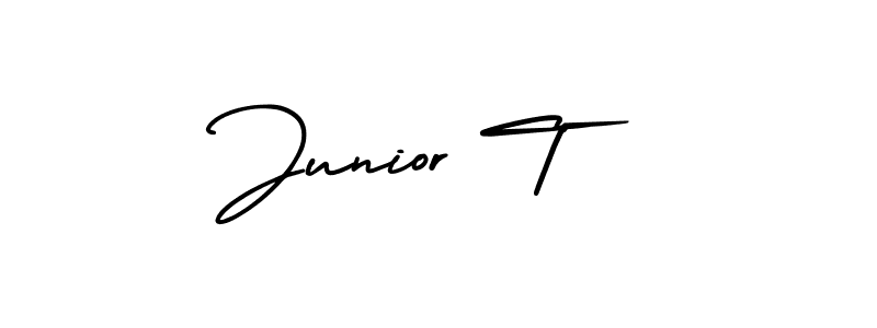 Use a signature maker to create a handwritten signature online. With this signature software, you can design (AmerikaSignatureDemo-Regular) your own signature for name Junior T. Junior T signature style 3 images and pictures png