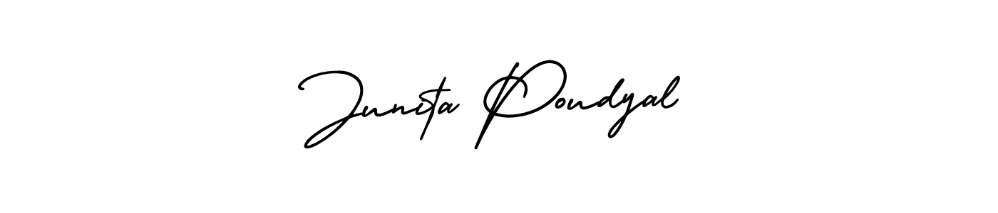 Junita Poudyal stylish signature style. Best Handwritten Sign (AmerikaSignatureDemo-Regular) for my name. Handwritten Signature Collection Ideas for my name Junita Poudyal. Junita Poudyal signature style 3 images and pictures png