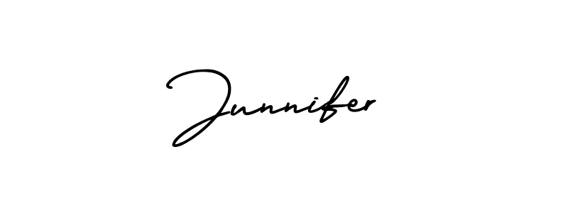 The best way (AmerikaSignatureDemo-Regular) to make a short signature is to pick only two or three words in your name. The name Junnifer include a total of six letters. For converting this name. Junnifer signature style 3 images and pictures png