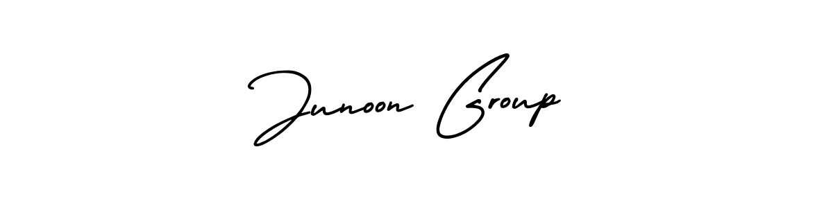 You should practise on your own different ways (AmerikaSignatureDemo-Regular) to write your name (Junoon Group) in signature. don't let someone else do it for you. Junoon Group signature style 3 images and pictures png