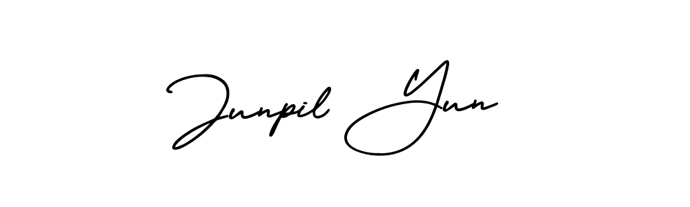 Use a signature maker to create a handwritten signature online. With this signature software, you can design (AmerikaSignatureDemo-Regular) your own signature for name Junpil Yun. Junpil Yun signature style 3 images and pictures png