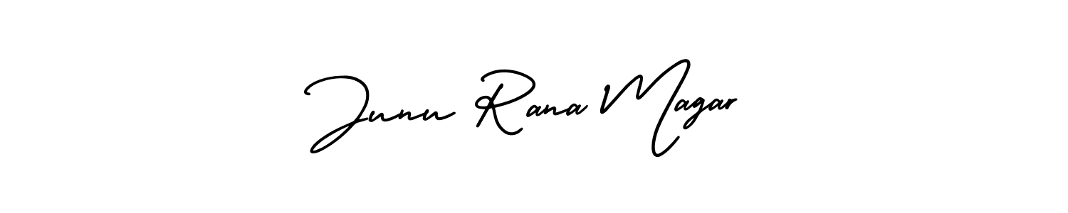 AmerikaSignatureDemo-Regular is a professional signature style that is perfect for those who want to add a touch of class to their signature. It is also a great choice for those who want to make their signature more unique. Get Junu Rana Magar name to fancy signature for free. Junu Rana Magar signature style 3 images and pictures png