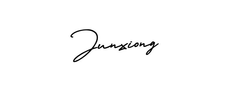 The best way (AmerikaSignatureDemo-Regular) to make a short signature is to pick only two or three words in your name. The name Junxiong include a total of six letters. For converting this name. Junxiong signature style 3 images and pictures png