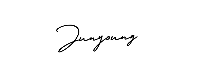 This is the best signature style for the Junyoung name. Also you like these signature font (AmerikaSignatureDemo-Regular). Mix name signature. Junyoung signature style 3 images and pictures png