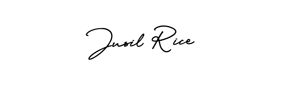 How to make Jusil Rice name signature. Use AmerikaSignatureDemo-Regular style for creating short signs online. This is the latest handwritten sign. Jusil Rice signature style 3 images and pictures png